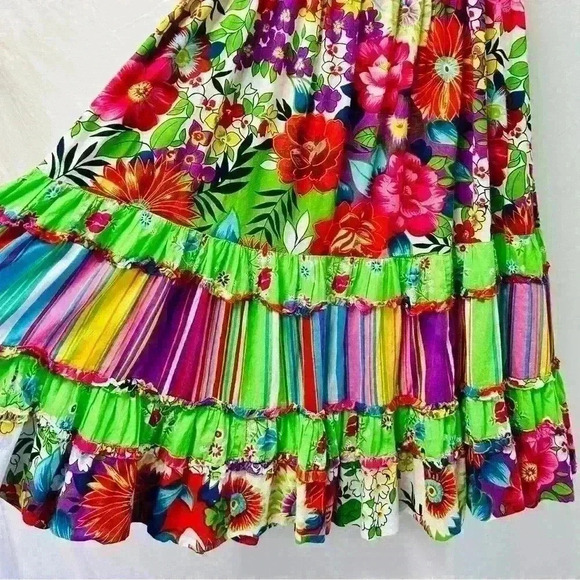 Patchington Colorful Floral Patchwork Maxi Skirt Size Large - Picture 7 of 10